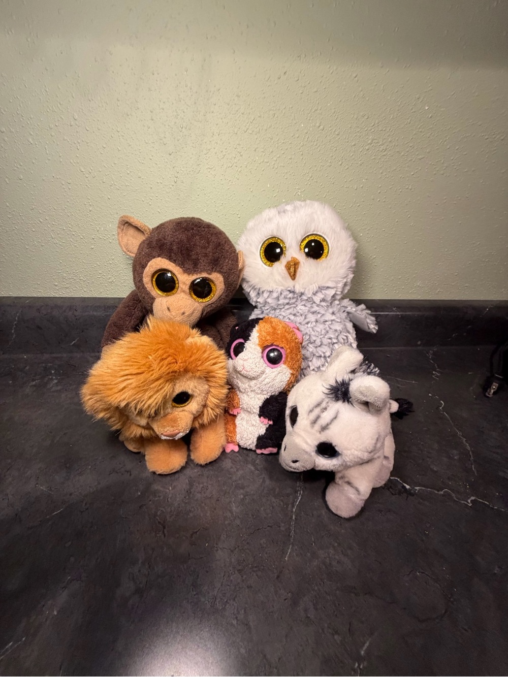 Ty Beanie Boos Plush Collection - Lion, Owl, Monkey, Zebra, and Guinea Pig